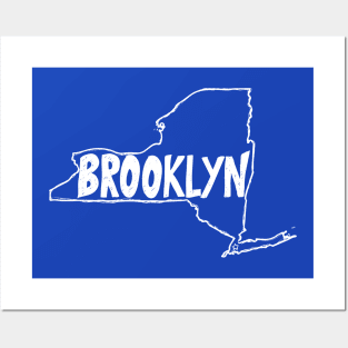 Brooklyn, New York (White Graphic) Posters and Art